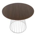 Canary Contemporary White Metal and Walnut Round Dining Table 7 Canary Contemporary White Metal and Walnut Round Dining Table