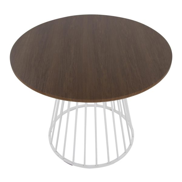 Canary Contemporary White Metal and Walnut Round Dining Table 2
