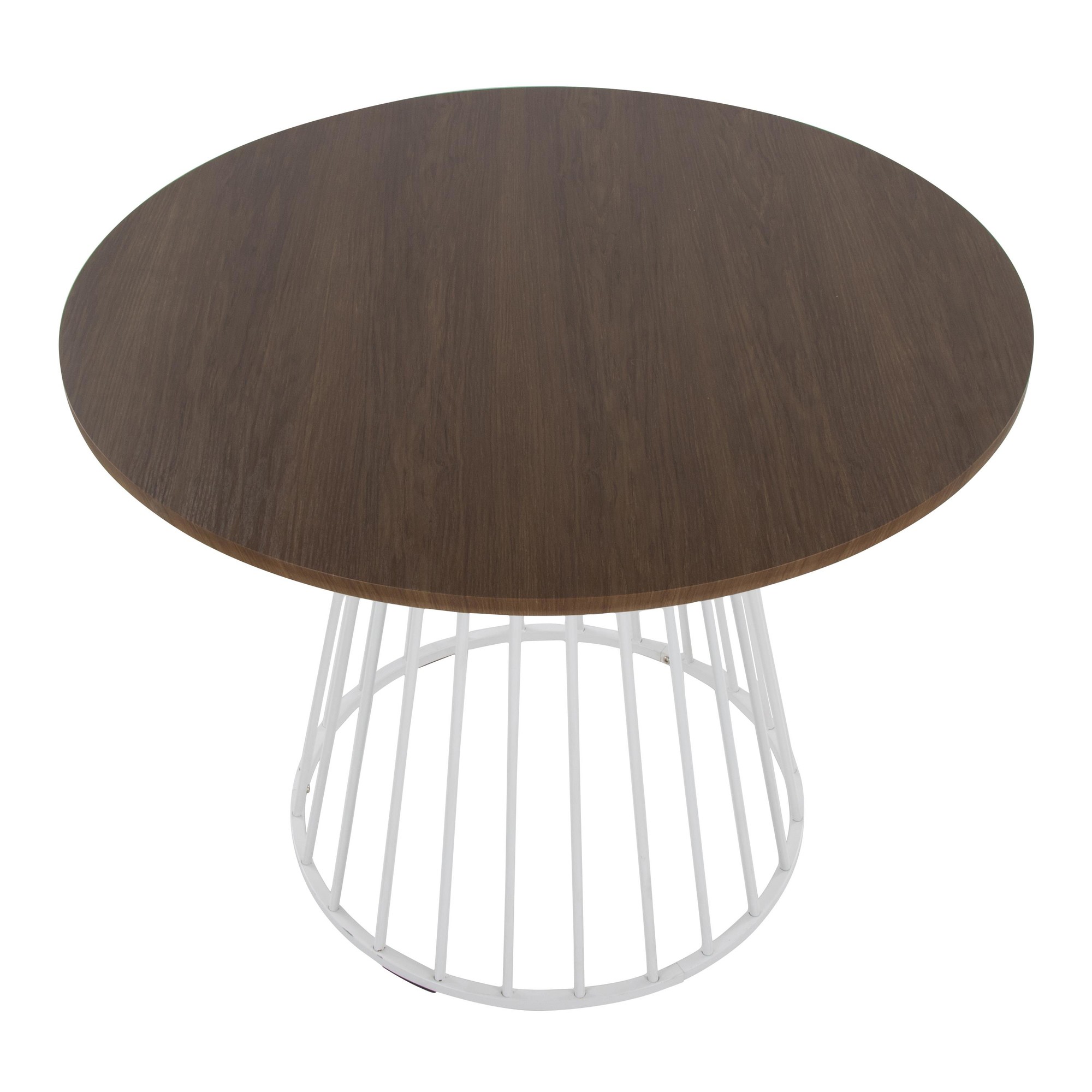 Canary Contemporary White Metal and Walnut Round Dining Table 3 Canary Contemporary White Metal and Walnut Round Dining Table - Image 3