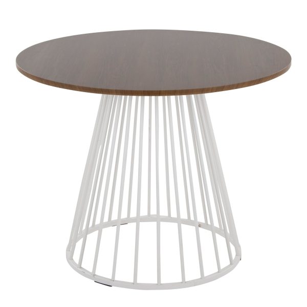 Canary Contemporary White Metal and Walnut Round Dining Table