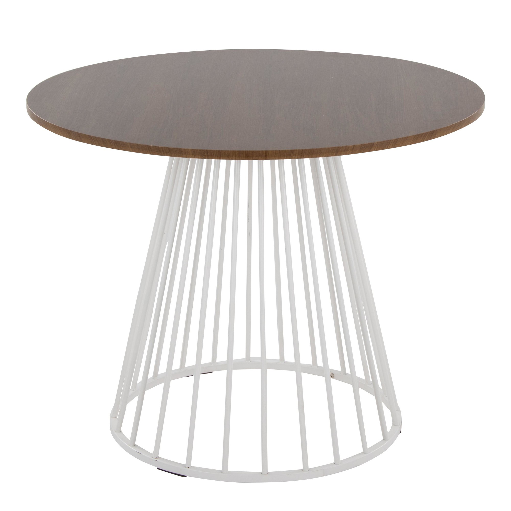 Canary Contemporary White Metal and Walnut Round Dining Table 1 Canary Contemporary White Metal and Walnut Round Dining Table