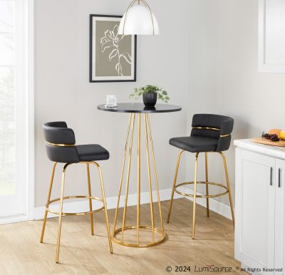Canary Gold and Black Contemporary Bar Table