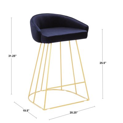 Canary Gold and Black Velvet Contemporary Counter Stools (Set of 2)