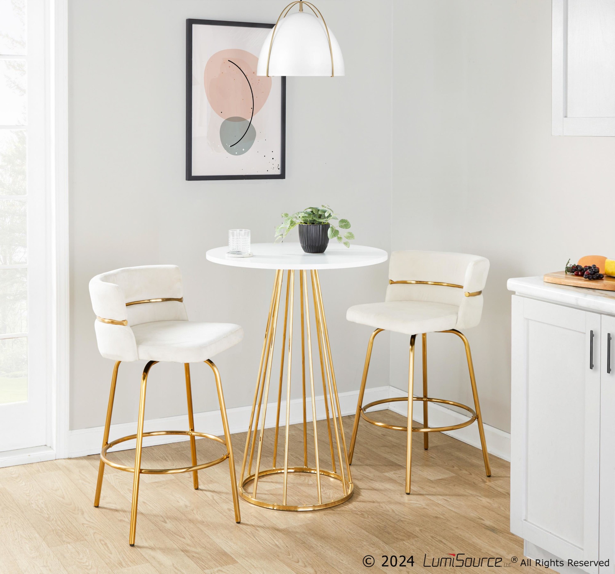 Canary Gold and White Contemporary Counter Table 2 Canary Gold and White Contemporary Counter Table - Image 2