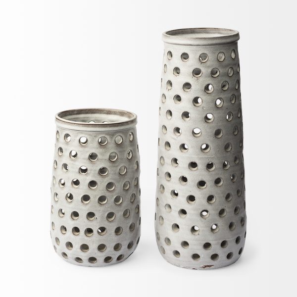 Canasta Large Rustic White Ceramic Decorative Vase 2
