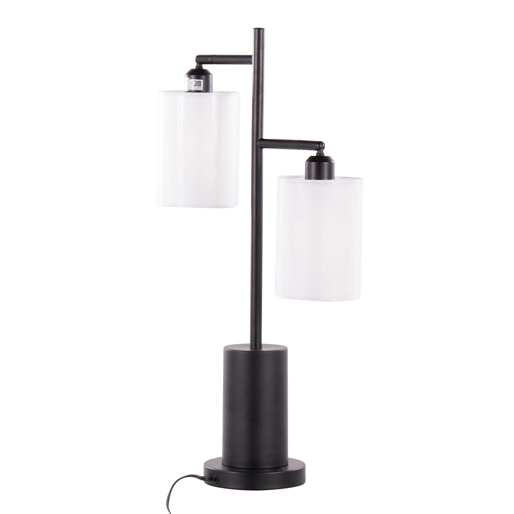 Cannes Contemporary Black Metal Two-Light Table Lamp 4 Cannes Contemporary Black Metal Two-Light Table Lamp - Image 4