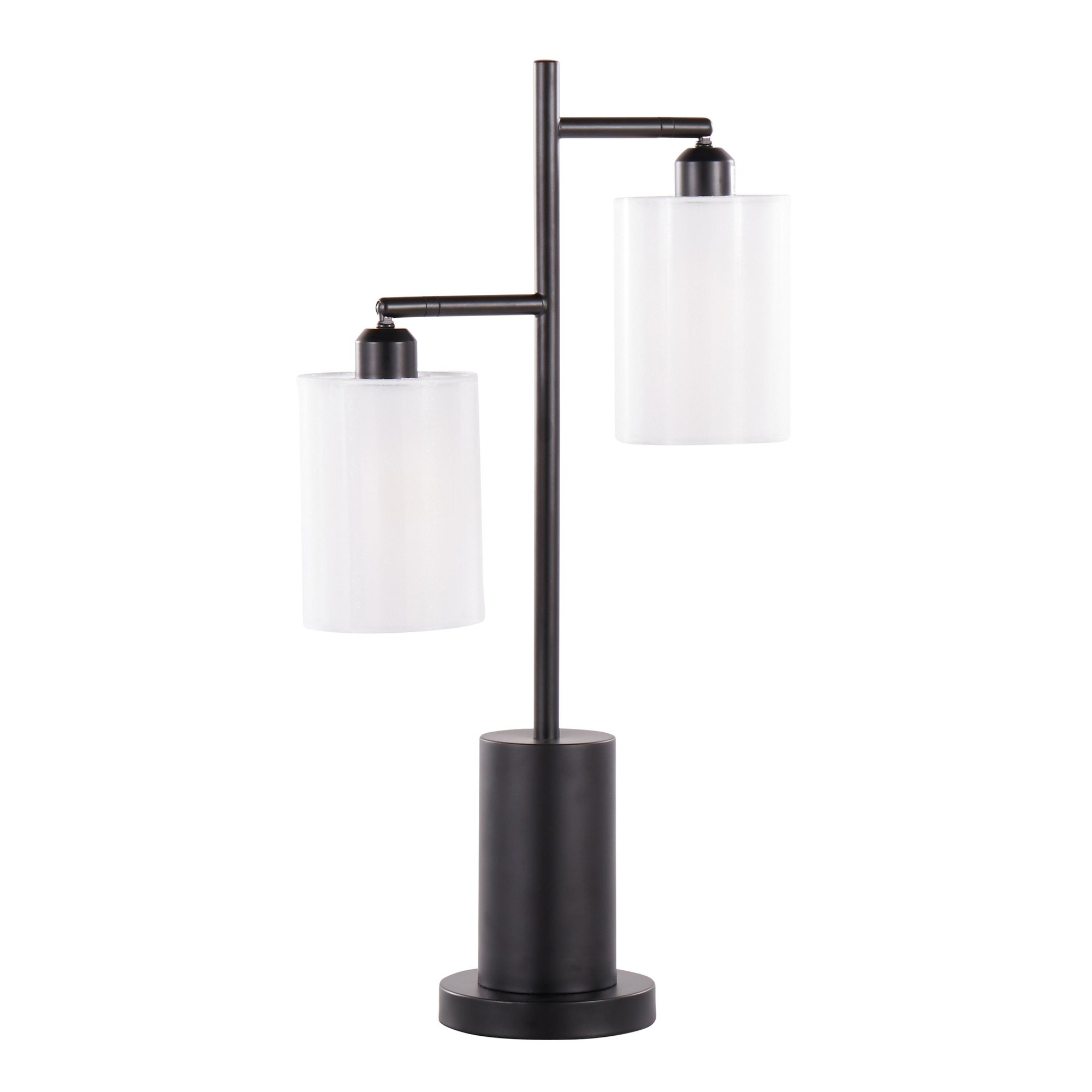 Cannes Contemporary Black Metal Two-Light Table Lamp 1 Cannes Contemporary Black Metal Two-Light Table Lamp