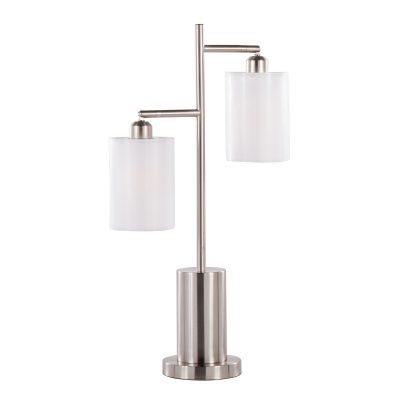 Cannes Contemporary Nickel Metal Table Lamp with White Shades
