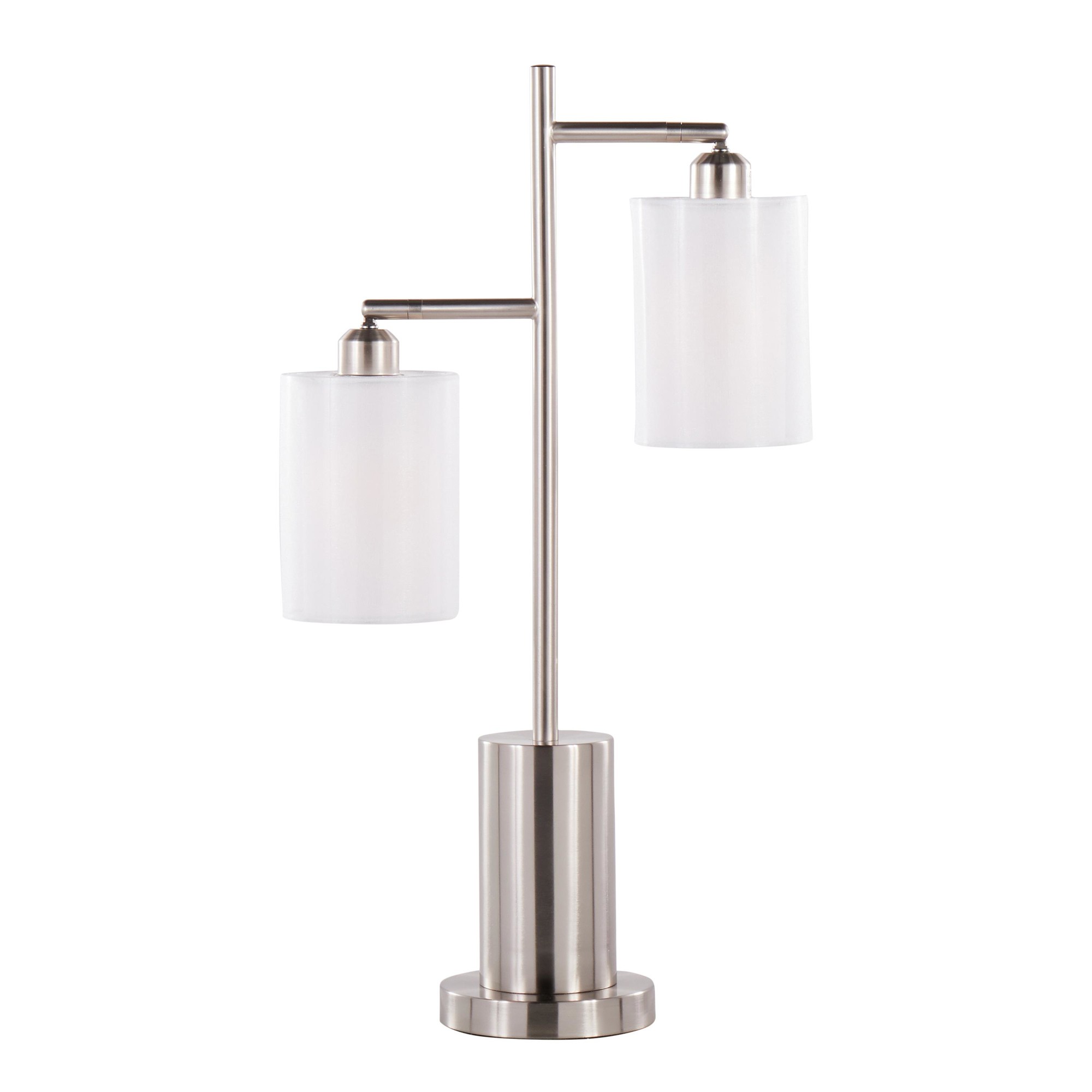 Cannes Contemporary Nickel Metal Table Lamp with White Shades 6 Cannes Contemporary Nickel Metal Table Lamp with White Shades - Image 6