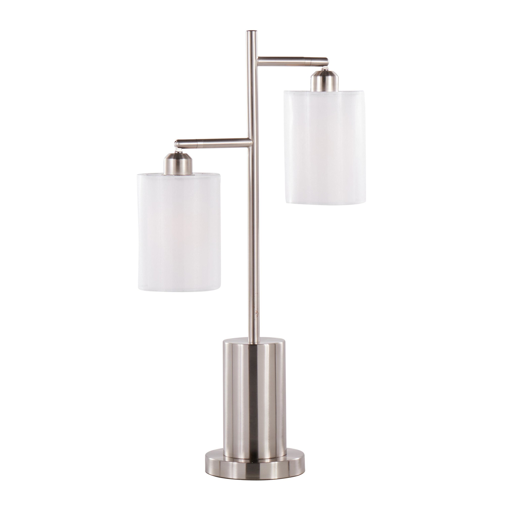 Cannes Contemporary Nickel Metal Table Lamp with White Shades 1 Cannes Contemporary Nickel Metal Table Lamp with White Shades