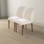 Beige Fabric Mid-Century Dining Chair with Wood Frame (Set of 2) 12 Beige Fabric Mid-Century Dining Chair with Wood Frame (Set of 2)