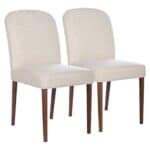 Beige Fabric Mid-Century Dining Chair with Wood Frame (Set of 2) 7 Beige Fabric Mid-Century Dining Chair with Wood Frame (Set of 2)