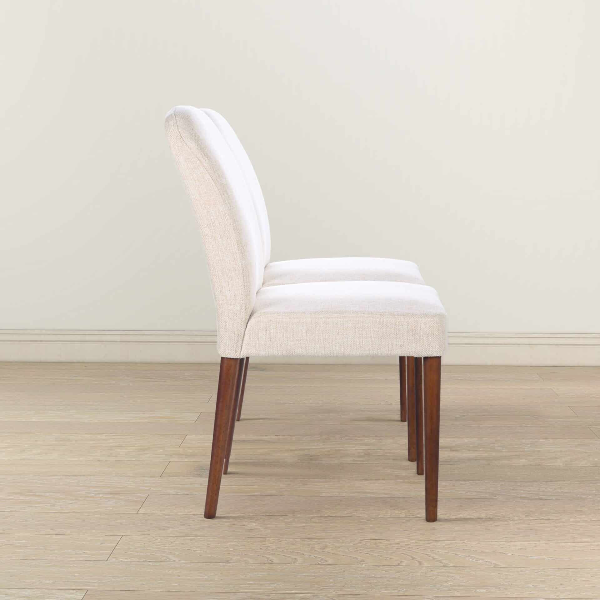 Beige Fabric Mid-Century Dining Chair with Wood Frame (Set of 2) 4 Beige Fabric Mid-Century Dining Chair with Wood Frame (Set of 2) - Image 4