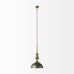 Capsa 17x29 Antique Gold and Silver Toned Metal Dome Pendant Light