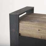 Carga 48L x 12W Black Metal Frame Brown Wooden Top Console Table W/Storage