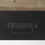 Carga 48L x 12W Black Metal Frame Brown Wooden Top Console Table W/Storage