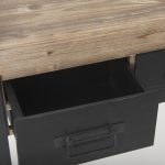 Carga 48L x 12W Black Metal Frame Brown Wooden Top Console Table W/Storage