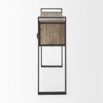 Carga 48L x 12W Black Metal Frame Brown Wooden Top Console Table W/Storage