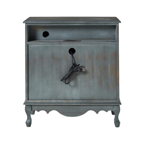 Carielle Blue Farmhouse Accent Chest with Charging Station 3