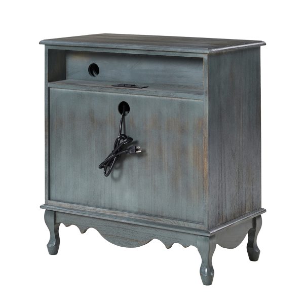 Carielle Blue Farmhouse Accent Chest with Charging Station 4