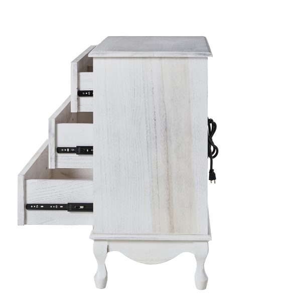 Carielle White Farmhouse Accent Chest with Power Strip 2