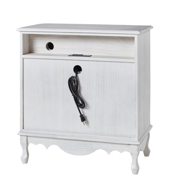 Carielle White Farmhouse Accent Chest with Power Strip 4