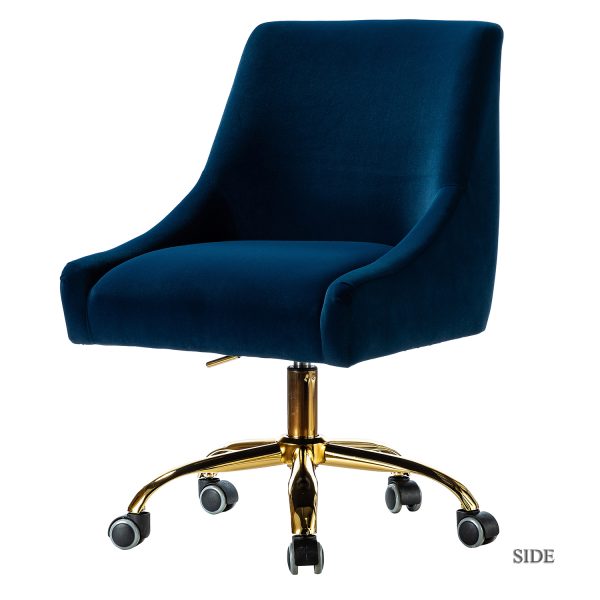 Carina Navy Velvet Ergonomic Adjustable Height Task Chair
