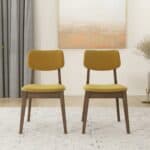 Dark Yellow Velvet Mid-Century Dining Chairs (Set of 2)