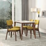 Dark Yellow Velvet Mid-Century Dining Chairs (Set of 2)
