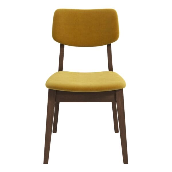 Dark Yellow Velvet Mid-Century Dining Chairs (Set of 2)