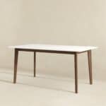 White Wood Rectangular Mid-Century Modern Dining Table