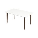 White Wood Rectangular Mid-Century Modern Dining Table
