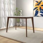 White Wood Mid-Century Modern Rectangular Dining Table for 2-6