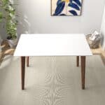 White Wood Mid-Century Modern Rectangular Dining Table for 2-6
