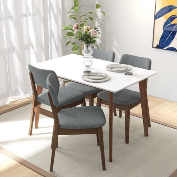 White Wood Mid-Century Modern Rectangular Dining Table for 2-6 - Cave ...