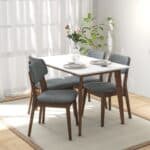 White Wood Mid-Century Modern Rectangular Dining Table for 2-6