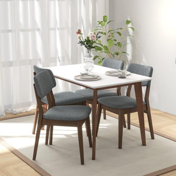 White Wood Mid-Century Modern Rectangular Dining Table for 2-6