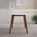 White Solid Wood Round Dining Table with Mid Century Design 9 White Solid Wood Round Dining Table with Mid Century Design