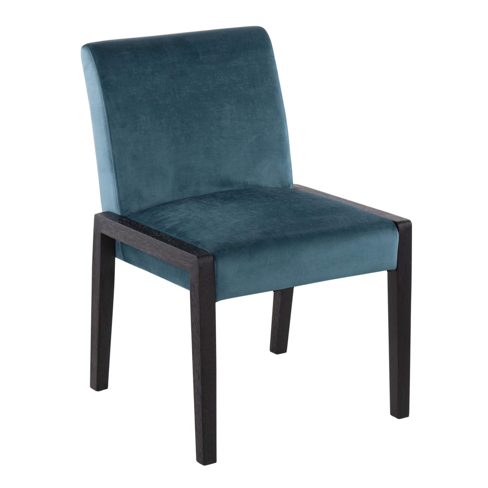 Carmen Black Wood Crushed Teal Velvet Contemporary Chair (Set of 2) 3 Carmen Black Wood Crushed Teal Velvet Contemporary Chair (Set of 2) - Image 3