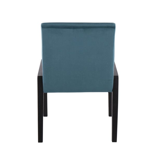 Carmen Black Wood Crushed Teal Velvet Contemporary Chair Set of 2 5