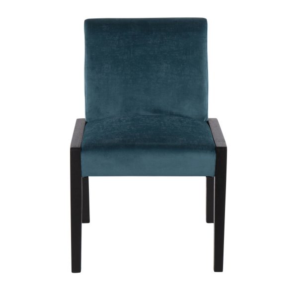 Carmen Black Wood Crushed Teal Velvet Contemporary Chair Set of 2 6