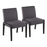 Carmen Black Wood Grey Fabric Contemporary Chairs (Set of 2)
