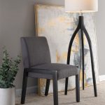 Carmen Black Wood Grey Fabric Contemporary Chairs (Set of 2)
