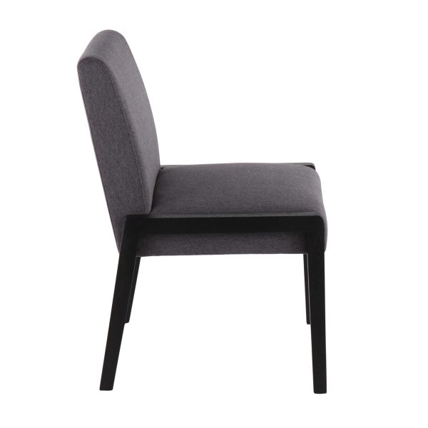 Carmen Black Wood Grey Fabric Contemporary Chairs Set of 2 3