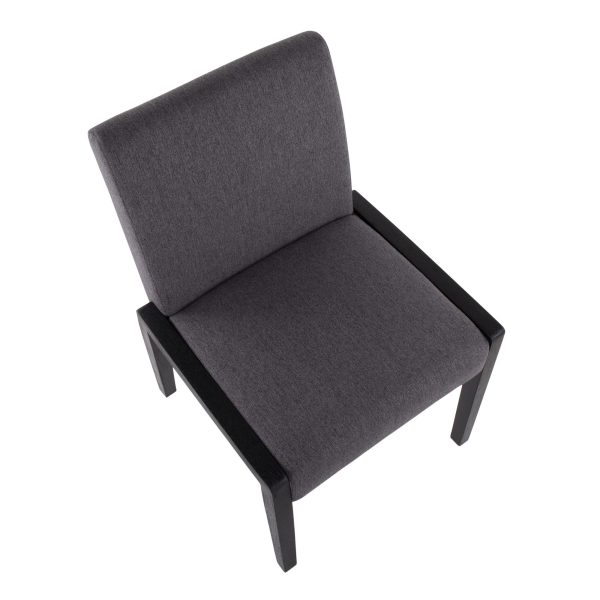 Carmen Black Wood Grey Fabric Contemporary Chairs Set of 2 7