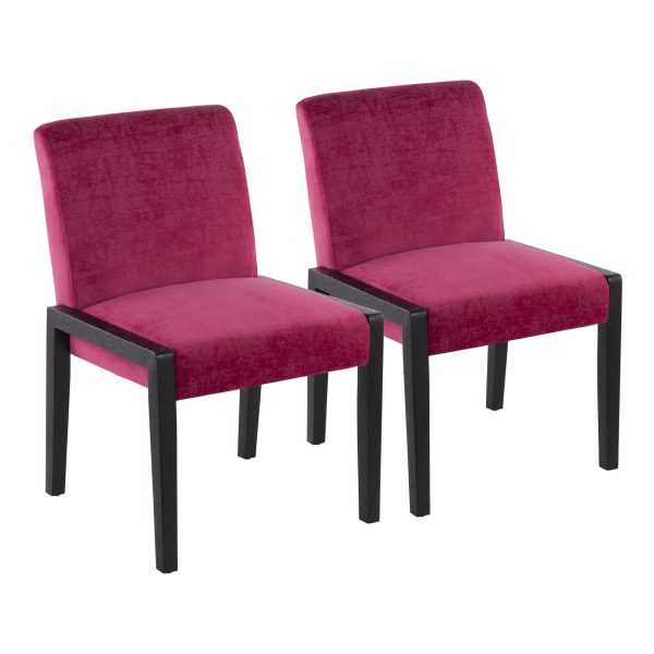 Carmen Black Wood Hot Pink Velvet Contemporary Chairs Set of 2 1