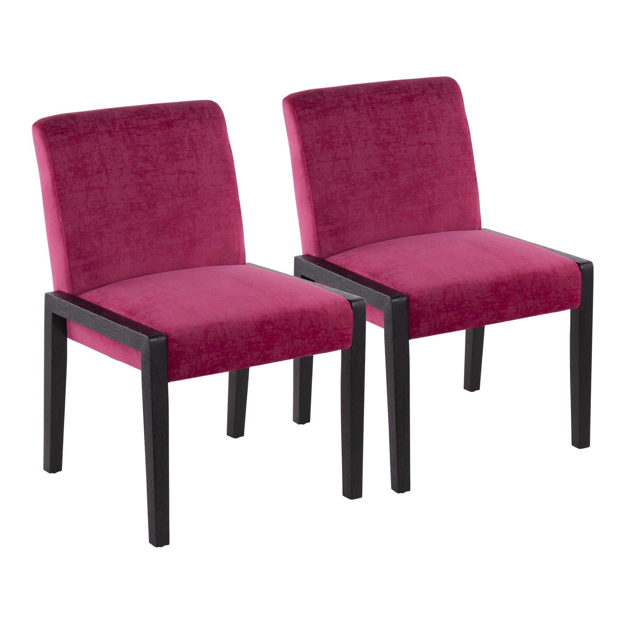 Carmen Black Wood Hot Pink Velvet Contemporary Chairs (Set of 2) 2 Carmen Black Wood Hot Pink Velvet Contemporary Chairs (Set of 2) - Image 2