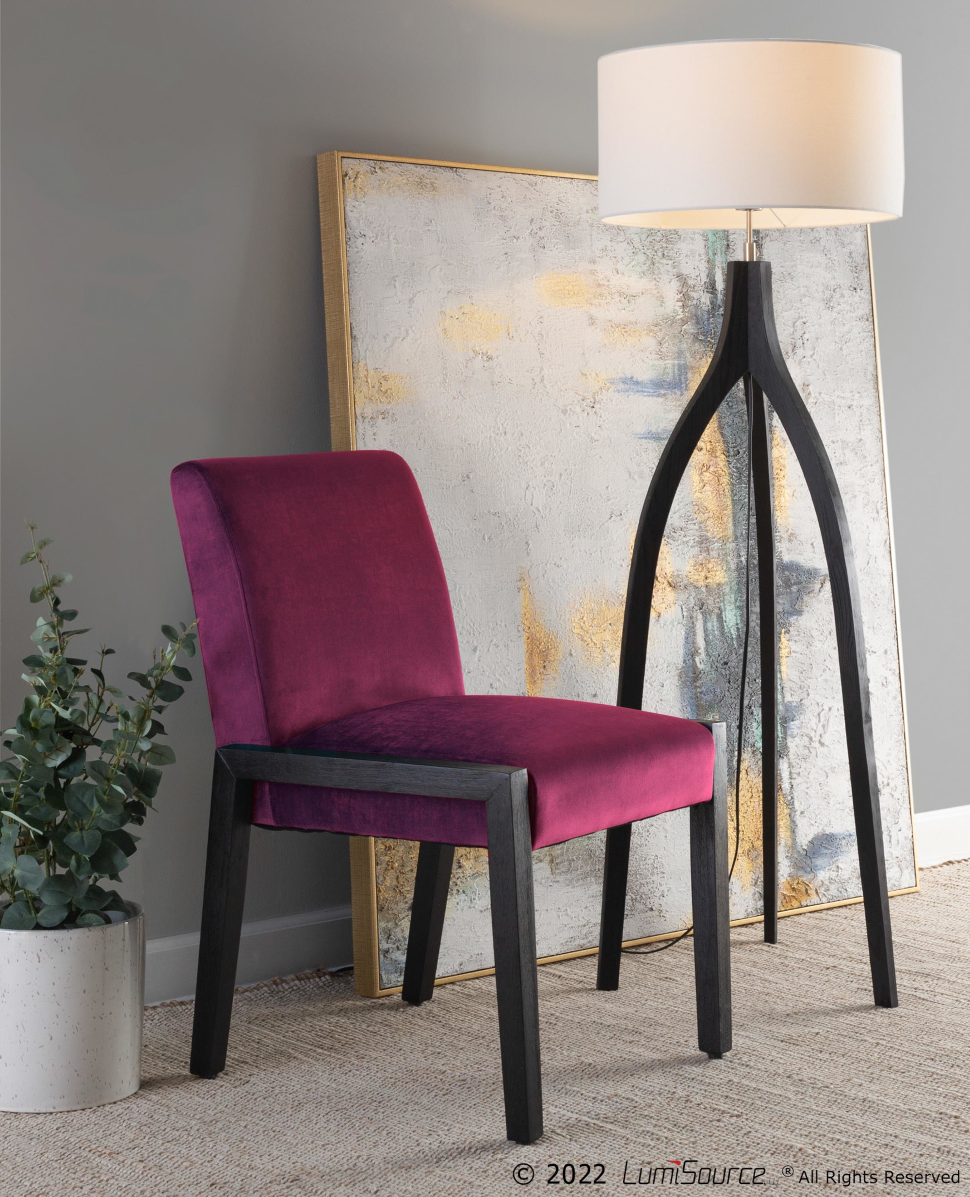 Carmen Black Wood Hot Pink Velvet Contemporary Chairs (Set of 2) 1 Carmen Black Wood Hot Pink Velvet Contemporary Chairs (Set of 2)