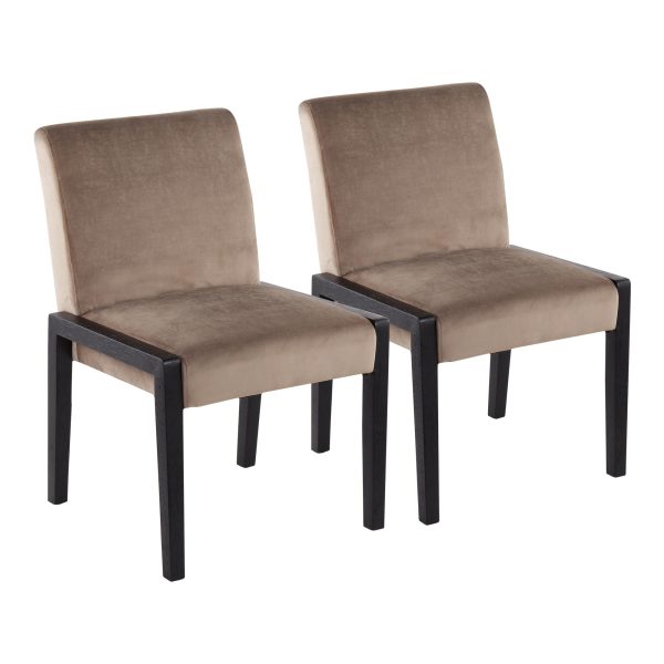 Carmen Black Wood Velvet Contemporary Chairs Set of 2 1