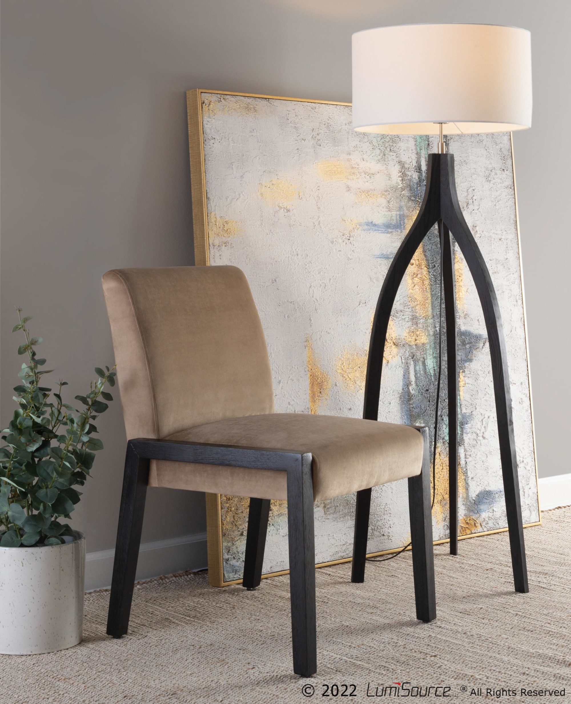 Carmen Black Wood Velvet Contemporary Chairs (Set of 2) 1 Carmen Black Wood Velvet Contemporary Chairs (Set of 2)